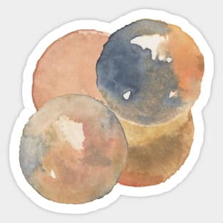 WATERCOLOR ORBS - LUMINOUS BUBBLES - Abstract Painting in Gold, Slate, and Rust Sticker